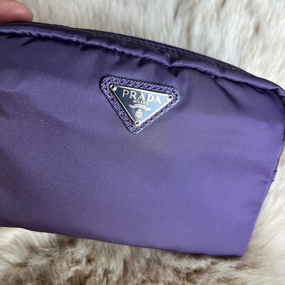Prada Plum Purple Nylon Makeup bag New, never used
